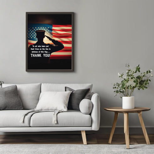 Posterizer 1 pcs-To All Who Have Defended This Flag-thank you-Motivational & Inspirational Art-Gift for Patriots, America Fans-Living Room Bedroom...